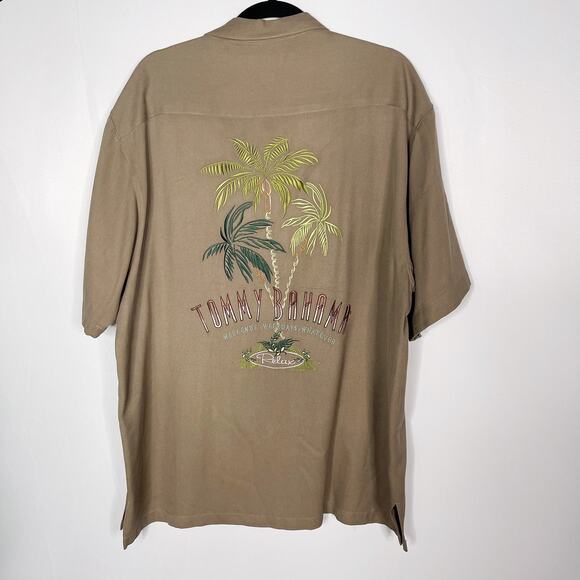 Tommy Bahama Large Brown Silk Relax Weekends Weekdays Whatever Button Up Shirt - Picture 2 of 11
